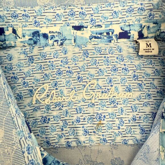 Robert Graham Woven Button Front Long Sleeve Shirt ABBOTT KINNEY Light Blue  M - Picture 3 of 10